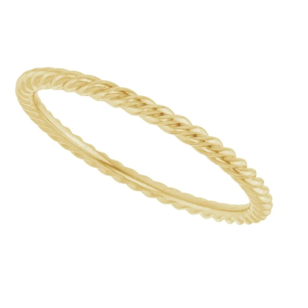 14K Solid Gold Skinny Rope Ring - Picture 5 of 9